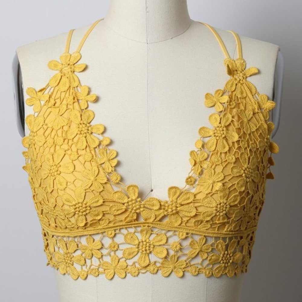 Daisy Crochet Bralette - Yellow - Medium, Large